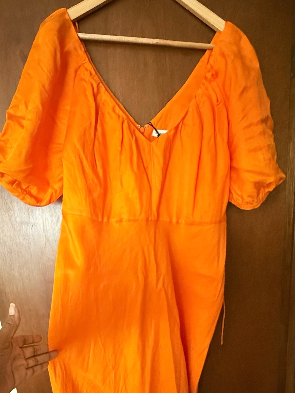 Banana Republic Bright Orange V-Neck Puff Sleeve Tunic